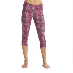 Burton Dryride Midweight Baselayer Capri Leggings Floral Plaid Sz S